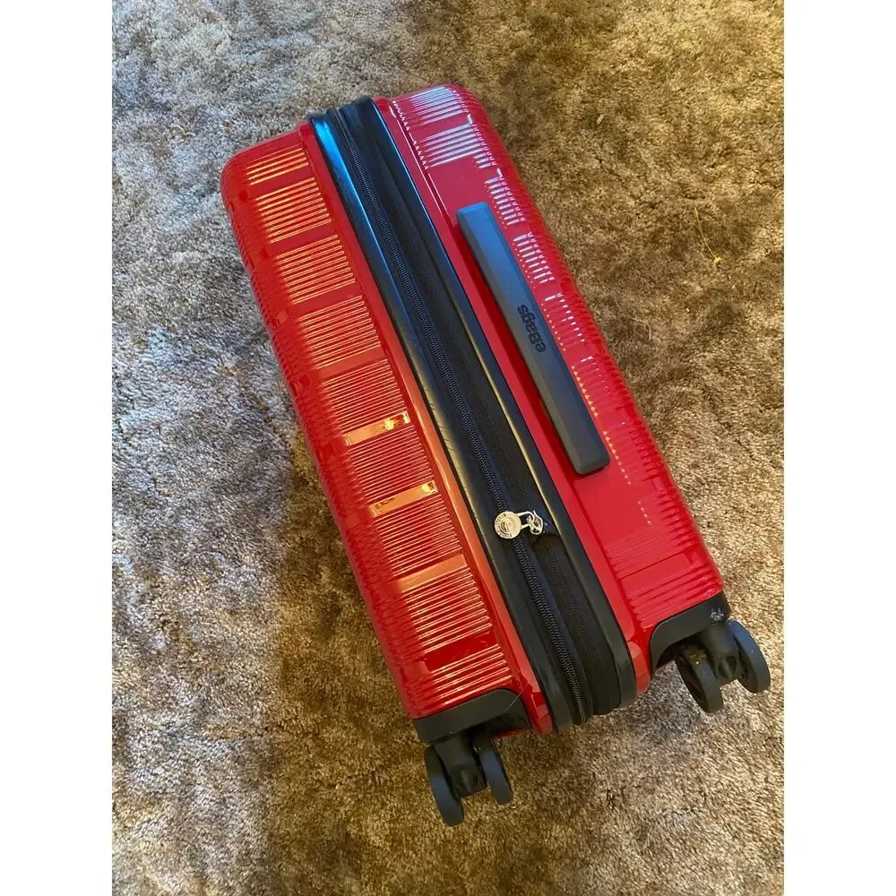 eBags Hard Shell Spinner Carry On Size Suit Case Luggage in Red Ribbed 22